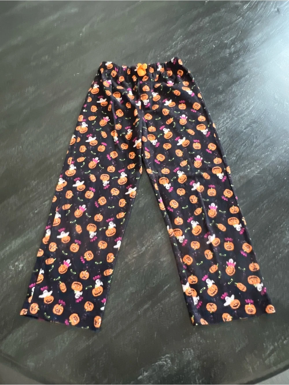 Kids Halloween Pumpkin Print Pajama Pants - Black & Orange
